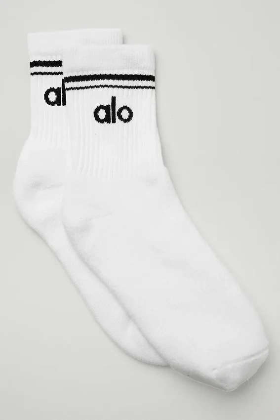 Unisex halvhøye retro-sokker – hvit/svart