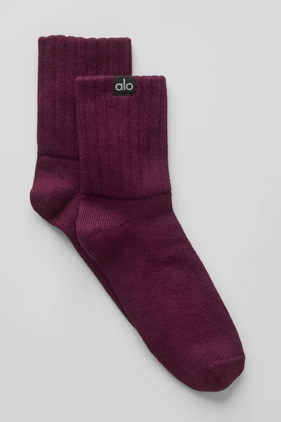 Unisex halvhøye scrunch-sokker – burgunder