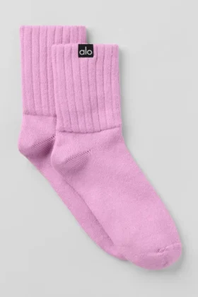 Unisex halvhøye scrunch-sokker – Candy Heart Pink