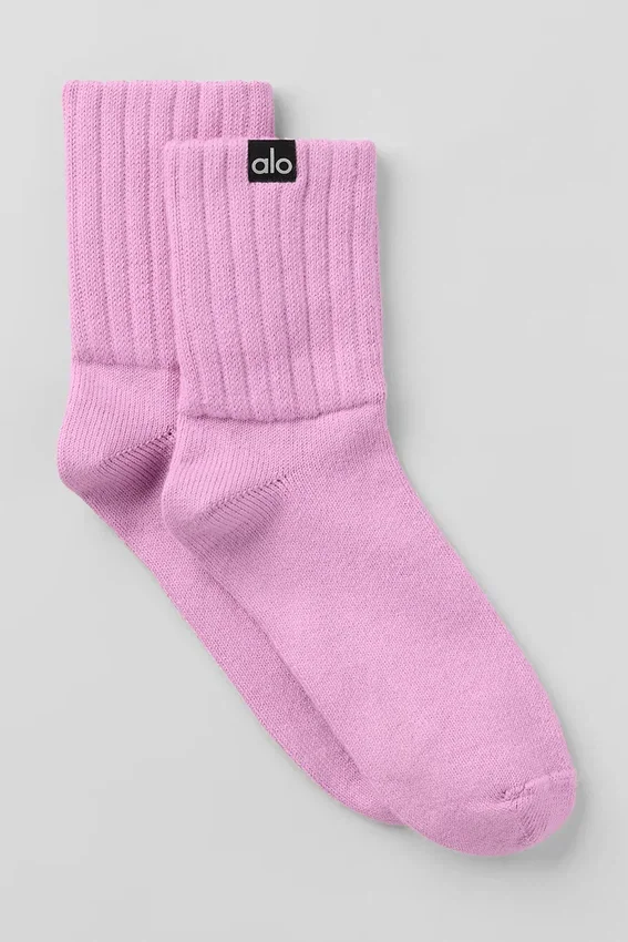 Unisex halvhøye scrunch-sokker – Candy Heart Pink