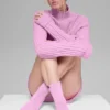 Unisex halvhøye scrunch-sokker – Candy Heart Pink