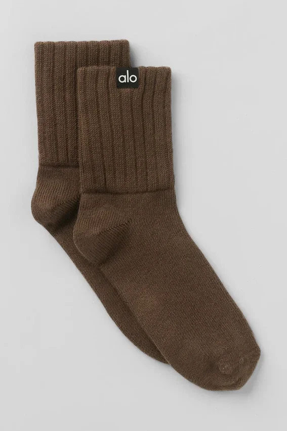 Unisex halvhøye scrunch-sokker – Espresso