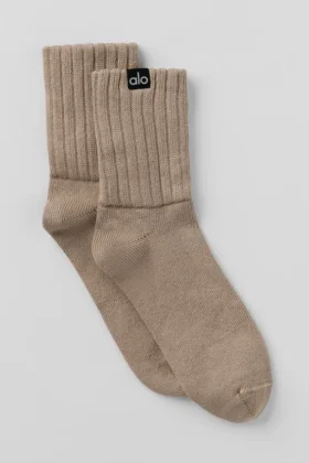 Unisex halvhøye scrunch-sokker – Gravel