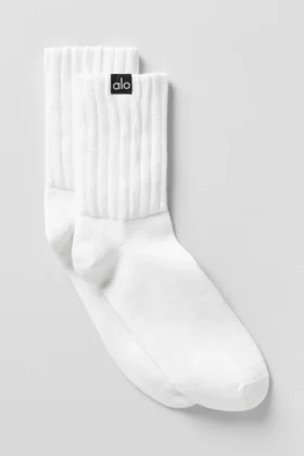 Unisex halvhøye scrunch-sokker – hvit