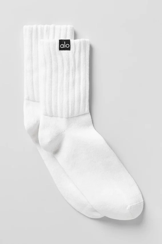 Unisex halvhøye scrunch-sokker – hvit