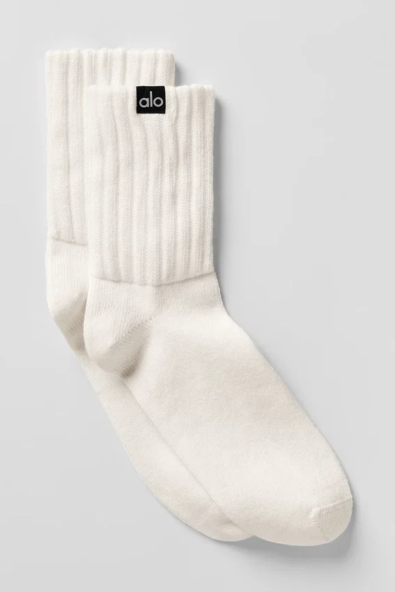 Unisex halvhøye scrunch-sokker – Ivory