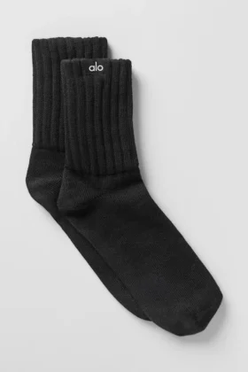 Unisex halvhøye scrunch-sokker – svart