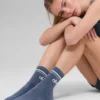 Unisex halvhøye Throwback-sokker – Bluestone/hvit