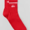 Unisex halvhøye Throwback-sokker – Bright Red/White