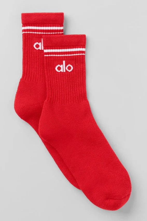 Unisex halvhøye Throwback-sokker – Bright Red/White
