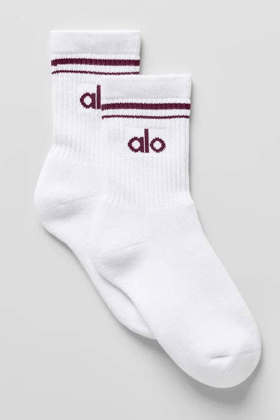 Unisex halvhøye Throwback-sokker – hvit/bordeaux