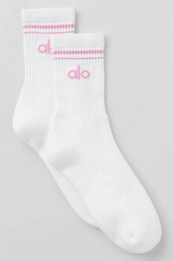 Unisex halvhøye Throwback-sokker – hvit/candy heart-rosa