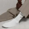 Unisex halvhøye Throwback-sokker – hvit/lys kakao