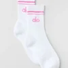 Unisex halvhøye Throwback-sokker – hvit/paradisrosa
