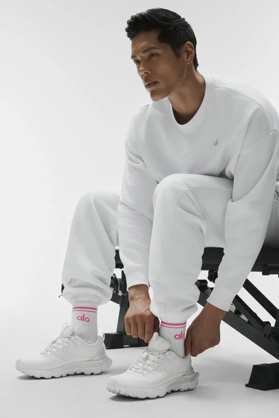 Unisex halvhøye Throwback-sokker – hvit/paradisrosa