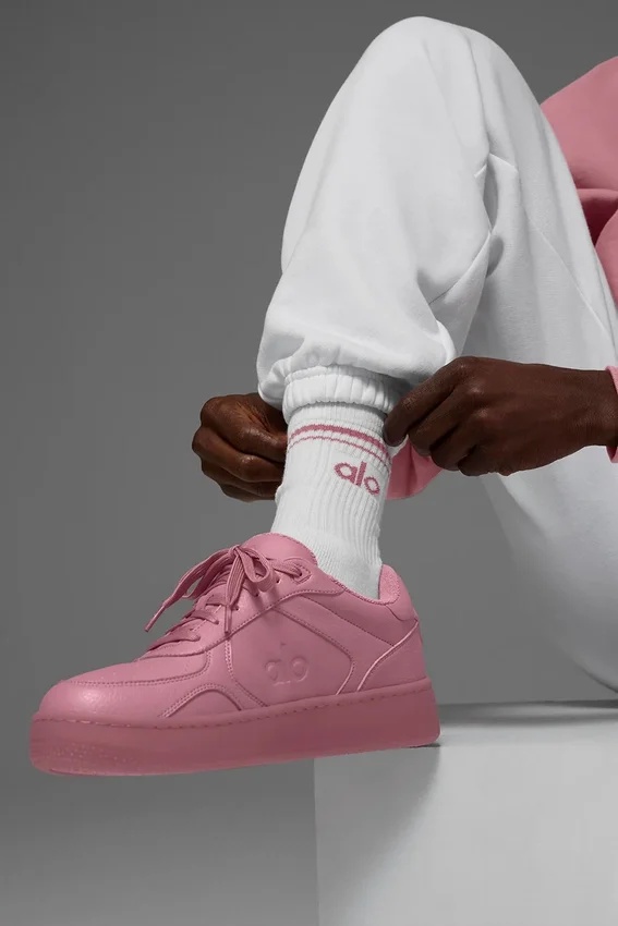 Unisex halvhøye Throwback-sokker – hvit/rosa villrose