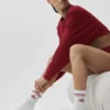 Unisex halvhøye Throwback-sokker – hvit/Summer Romance-rød