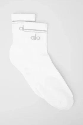 Unisex halvhøye Throwback-sokker – hvit/titanium