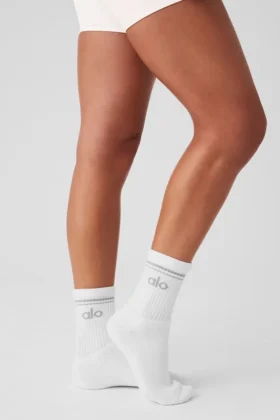 Unisex halvhøye Throwback-sokker – hvit/titanium