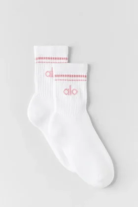 Unisex halvhøye Throwback-sokker – hvit/vintage rosa