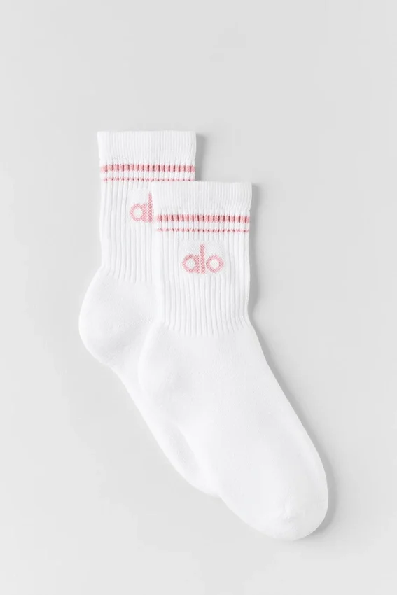 Unisex halvhøye Throwback-sokker – hvit/vintage rosa