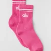 Unisex halvhøye Throwback-sokker – paradisrosa/hvit