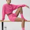 Unisex halvhøye Throwback-sokker – paradisrosa/hvit