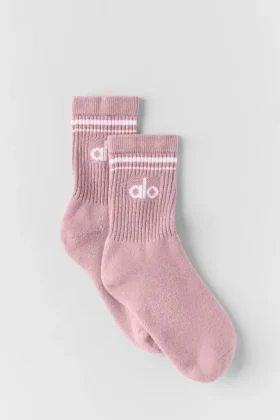 Unisex halvhøye Throwback-sokker – Vintage rosa/hvit