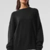Unisex New Class-strikkegenser i ull og kashmir med rund hals – Svart