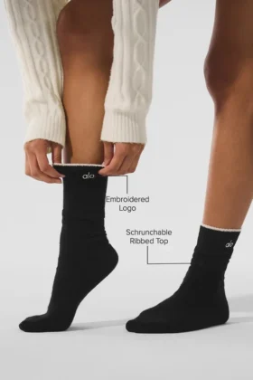 Unisex-sokker i ull og kashmir med lett frostet effekt – svart/elfenben