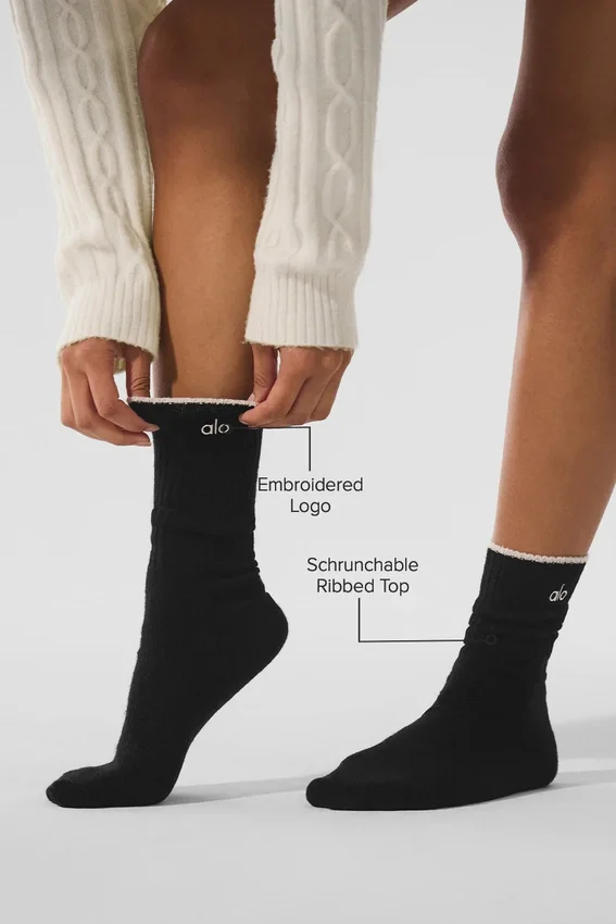 Unisex-sokker i ull og kashmir med lett frostet effekt – svart/elfenben