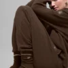 Unisex-sokker i ull og kashmir med lett frostet overflate – Espresso Heather/Ivory