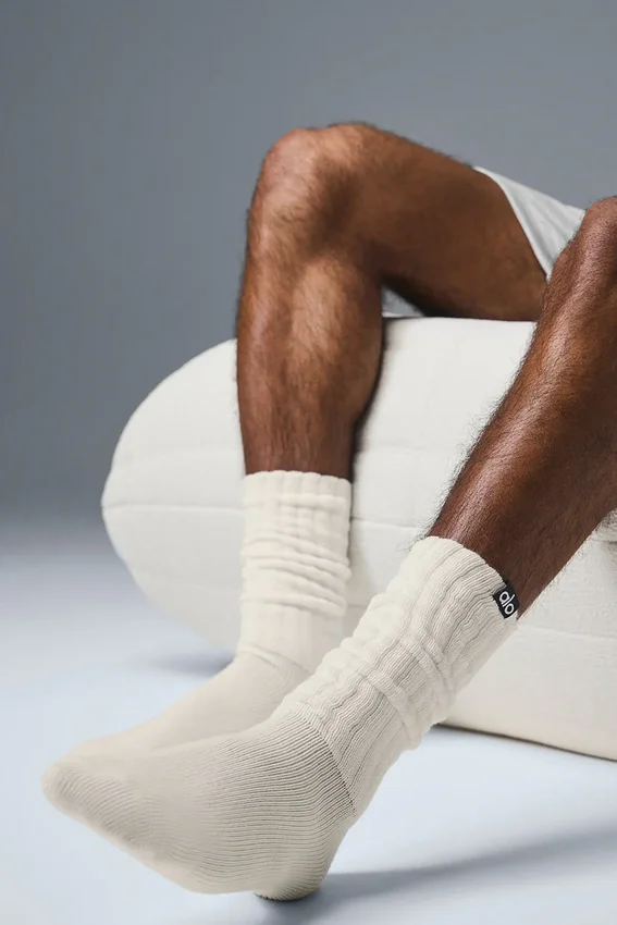 Unisex-sokker med rynk – benhvit