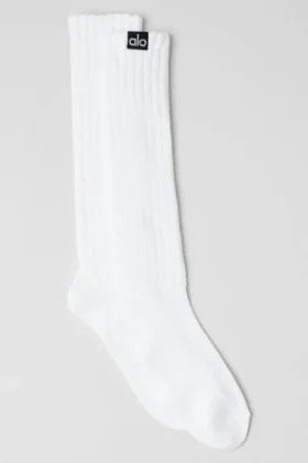 Unisex-sokker med rynk – hvit