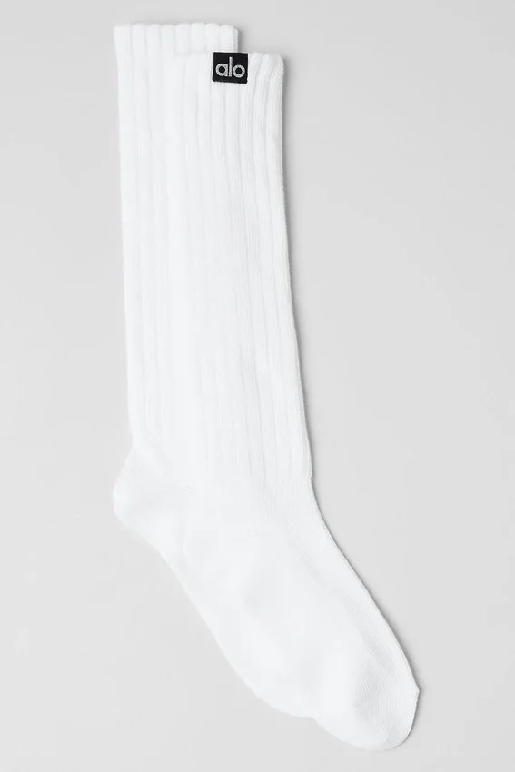 Unisex-sokker med rynk – hvit