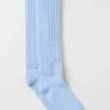 Unisex-sokker med rynket kant – Seashell Blue