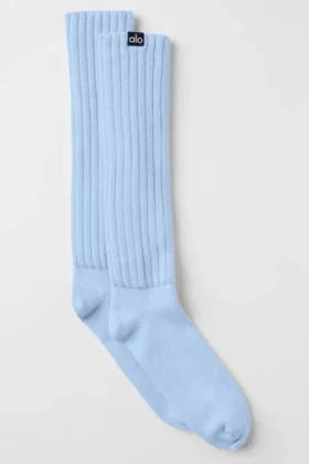 Unisex-sokker med rynket kant – Seashell Blue