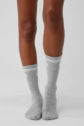 Unisex Throwback-sokker – Athletic Heather Grey/White
