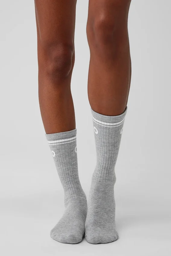 Unisex Throwback-sokker – Athletic Heather Grey/White