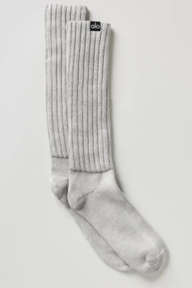 Unisex Washed Scrunch Sokker – Hazy Grey Wash