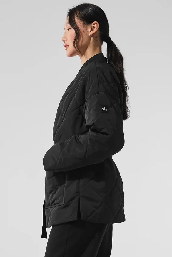 Urbanite Wrap-pufferjakke – svart