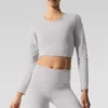 Vasket Alosoft Crop Finesse langermet - Grey Sky Wash