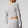 Vasket Alosoft Crop Finesse langermet - Grey Sky Wash