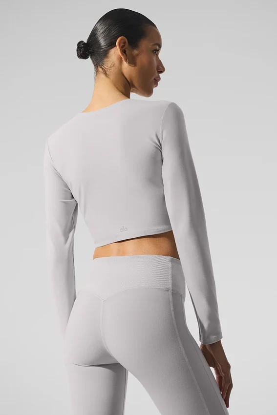 Vasket Alosoft Crop Finesse langermet - Grey Sky Wash