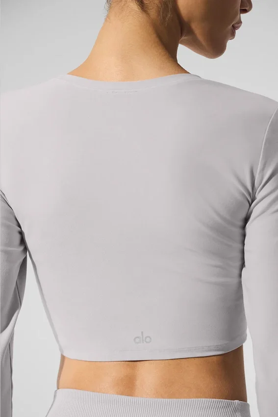 Vasket Alosoft Crop Finesse langermet - Grey Sky Wash