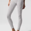 Vasket High-Waist Alosoft-legging med Sunray-mønster – Grey Sky Wash