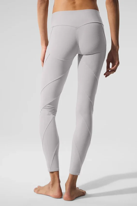 Vasket High-Waist Alosoft-legging med Sunray-mønster – Grey Sky Wash