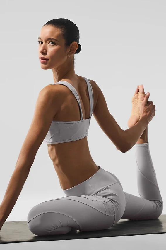 Vasket High-Waist Alosoft-legging med Sunray-mønster – Grey Sky Wash