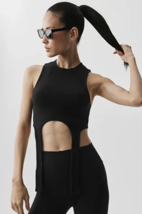 Velvære Rib Flaunt Tank – Svart