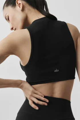 Velvære Rib Flaunt Tank – Svart